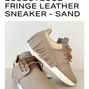 Women’s Grey Leather Sneakers with Gold Metallic Accent